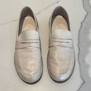 The Row Cream Leather Loafers